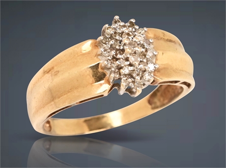 14K Diamond Cluster Ring, Size 10
