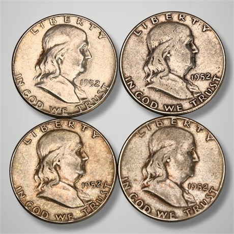 (4) 1952 Franklin Silver Half Dollars