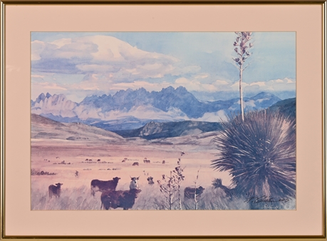 Fred Chilton Signed Organ Mountain Landscape Print