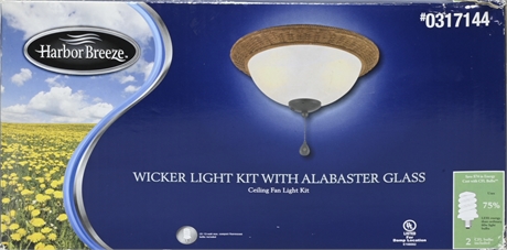 Harbor Breeze Wicker Light Kit With Alabaster Glass