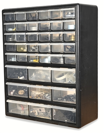 39 Drawer Vintage Parts Organizer Plastic Cabinet w/ Hardware