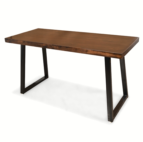 Modern Pine & Steel Table — 55" Rectangular
