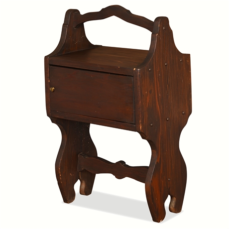 Vintage Solid Wood Shoe Shine Kit w/ Storage – 24" Folk Style