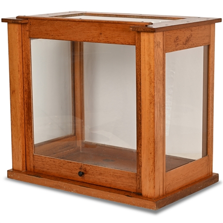 Antique Oak & Glass Display Case