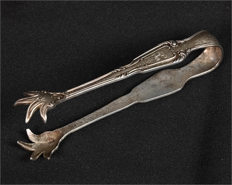 Antique Art Nouveau Sterling Silver Claw Ice Tongs
