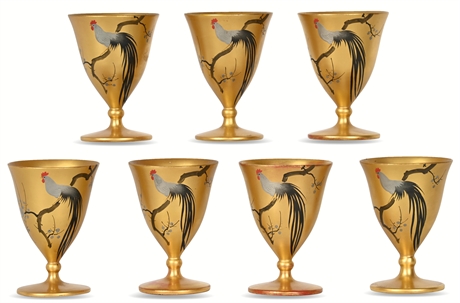 Hand Painted Gold Lacquer Sake Cups