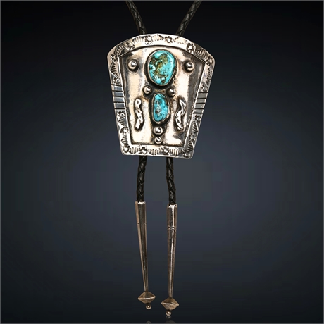 1960's Navajo Turquoise & Sterling Silver Bolo