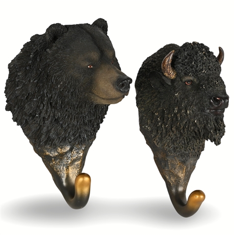 Boisterous Bison & Bear Wall Hooks by Nature's Window