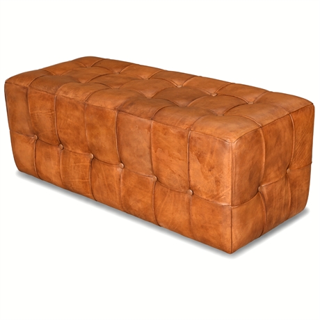 Tufted Bunta Tan Leather Bench