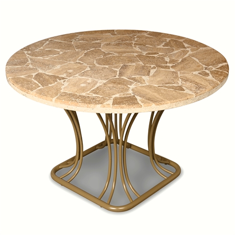 Travertine Clad Stone Top Table — Removable Top & Steel Base