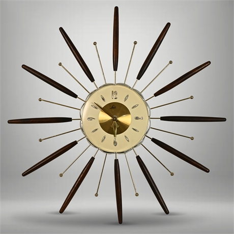 Mid-Century Lux Atomic Sunburst Wall Clock