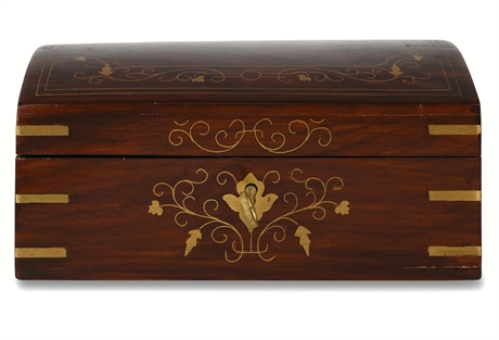 Rosewood Dresser Box with Brass Inlay