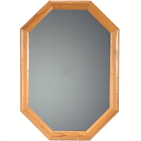 Oak Octagonal Beveled Glass Mirror
