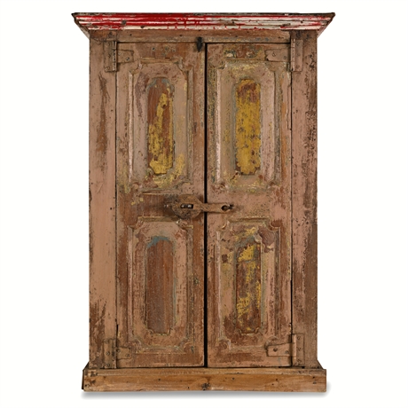 British Colonial Painted Wood Cabinet from India, ca. 1920