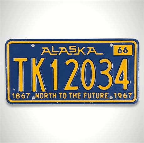 1966–67 Alaska Centennial License Plate — “North to the Future” TK12034