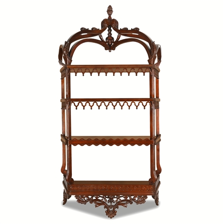 Chelsea House Gothic Revival Style Mahogany Wall Shelf with Intricate Carvings