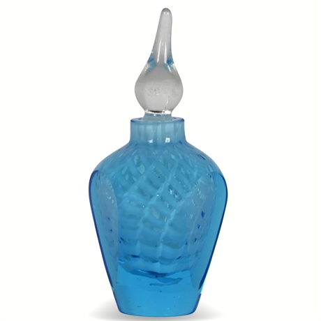 Blue Ribbon Cut Glass Perfume Bottle