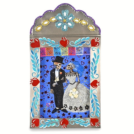 Mexican Tin Nicho – Catrina Bride & Groom, La Catrina Wedding Scene