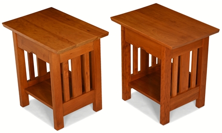Pair Black Cherry End Tables by Green Design