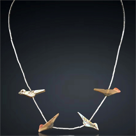 Vintage Zuni Bird Fetish Necklace