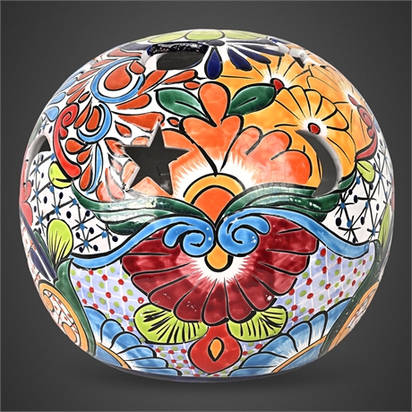 11.5" Talavera Hand-Painted Ceramic Luminary Orb