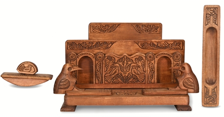 Antique Bulgarian Folk Art Desk Set