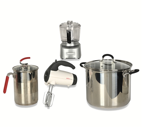 Kitchen Essentials Bundle: Mixer, Chopper, & Stock Pots