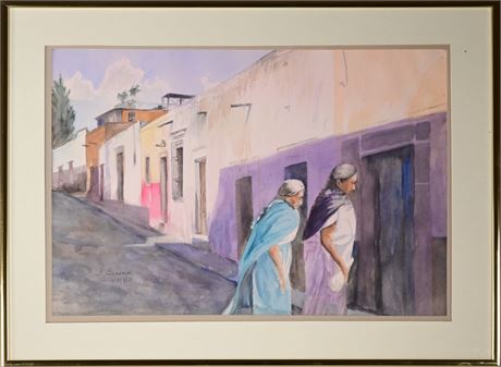 Tom Gerend Watercolor "Heading Home, San Miguel"