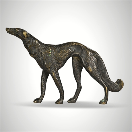 Borzoi Sighthound Bronze Sculpture, Art Deco Era