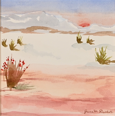 June M. Decker 'White Sands Sunrise' Original Watercolor