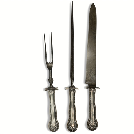 Antique Sterling 'Lancaster' 3 Piece Carving Set by Gorham