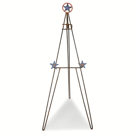 Rustic Americana Folk Art Iron Easel – Hand-Painted Stars