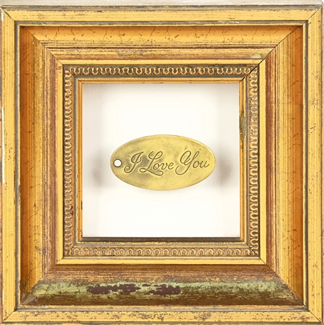 Brass "I Love You" Key Ring Plaque in Framed Display