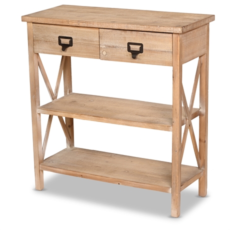 Natural Wood Storage Console Table