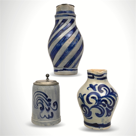 Westerwald Salt-Glazed Stoneware: Pitcher, Stein & Jug
