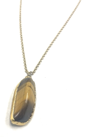 14K Gold Chain with Tiger Eye Pendant