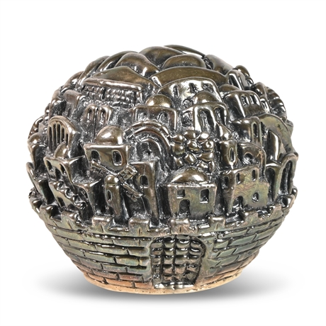 Jerusalem Globe Sterling Silver Sculpture by Sam Philipe