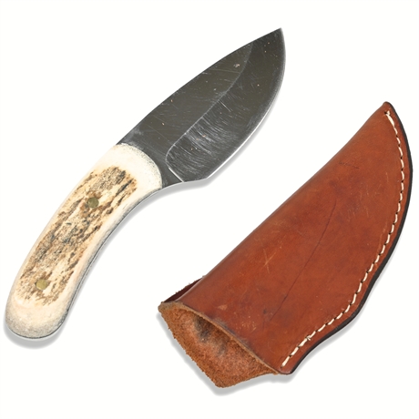 7" Skinner Fixed Blade Knife with Antler Handle