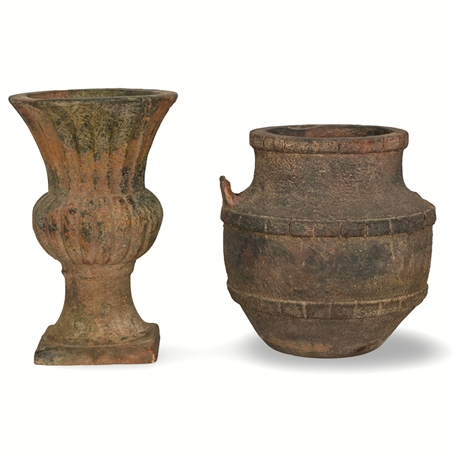 Pair of Vintage Terra Cotta Pots - Rustic Decorative Accents