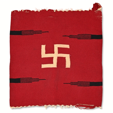 Early Chimayó Red Wool Textile with Whirling Log Motif