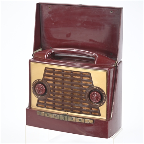 Vintage Admiral 5 FLL Dark Red Portable Tube Radio