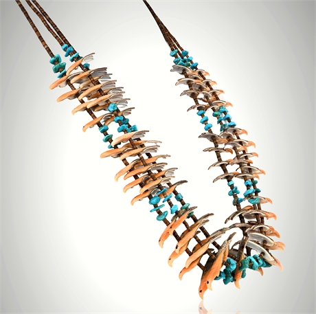 Kewa Garcia Family Spiny Oyster Bird Fetish Heishi Necklace