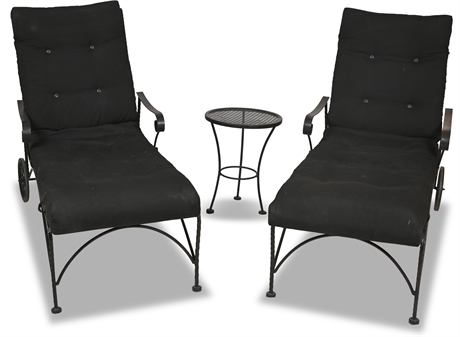 Pair Classic Iron Chaise Lounges