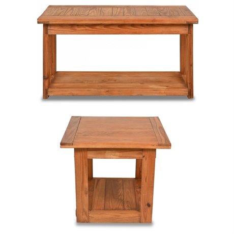 Rustic Pine Console & Side Tables