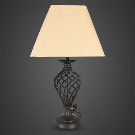 28" Annie Style Iron Scroll Table Lamp, 3-Way Switch