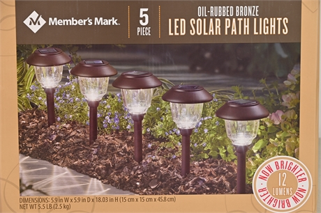 Member's Mark 5 pc Oiled Rubbed Bronze LED Solar Path Lights