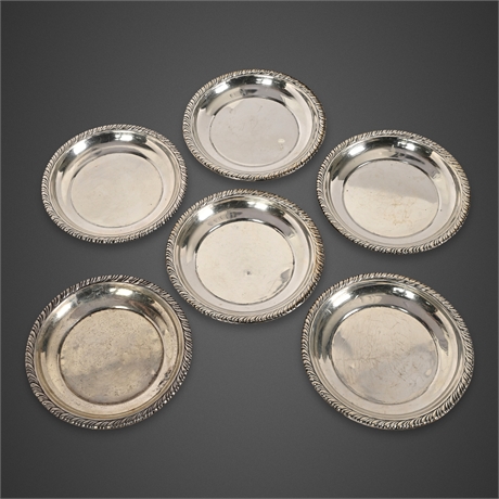 Set of 6 Sterling Silver Bread Plates Gadroon Border — 111.59g