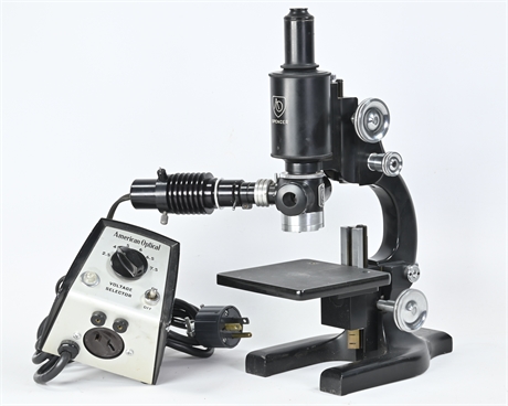 American Optical Spencer Microscope with Box