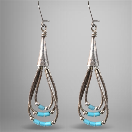 Liquid Silver and Turquoise Earrings