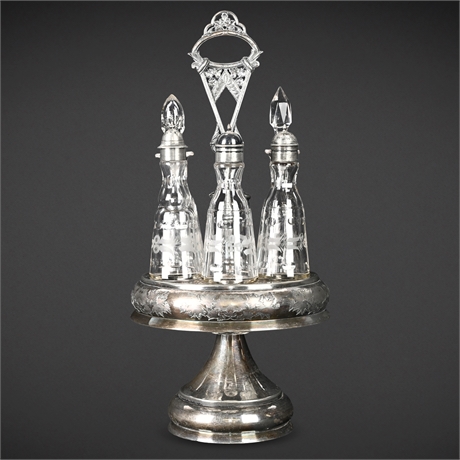 Hartford Quadruple-Plate Revolving Castor Set, 6 Bottles, c. 1885